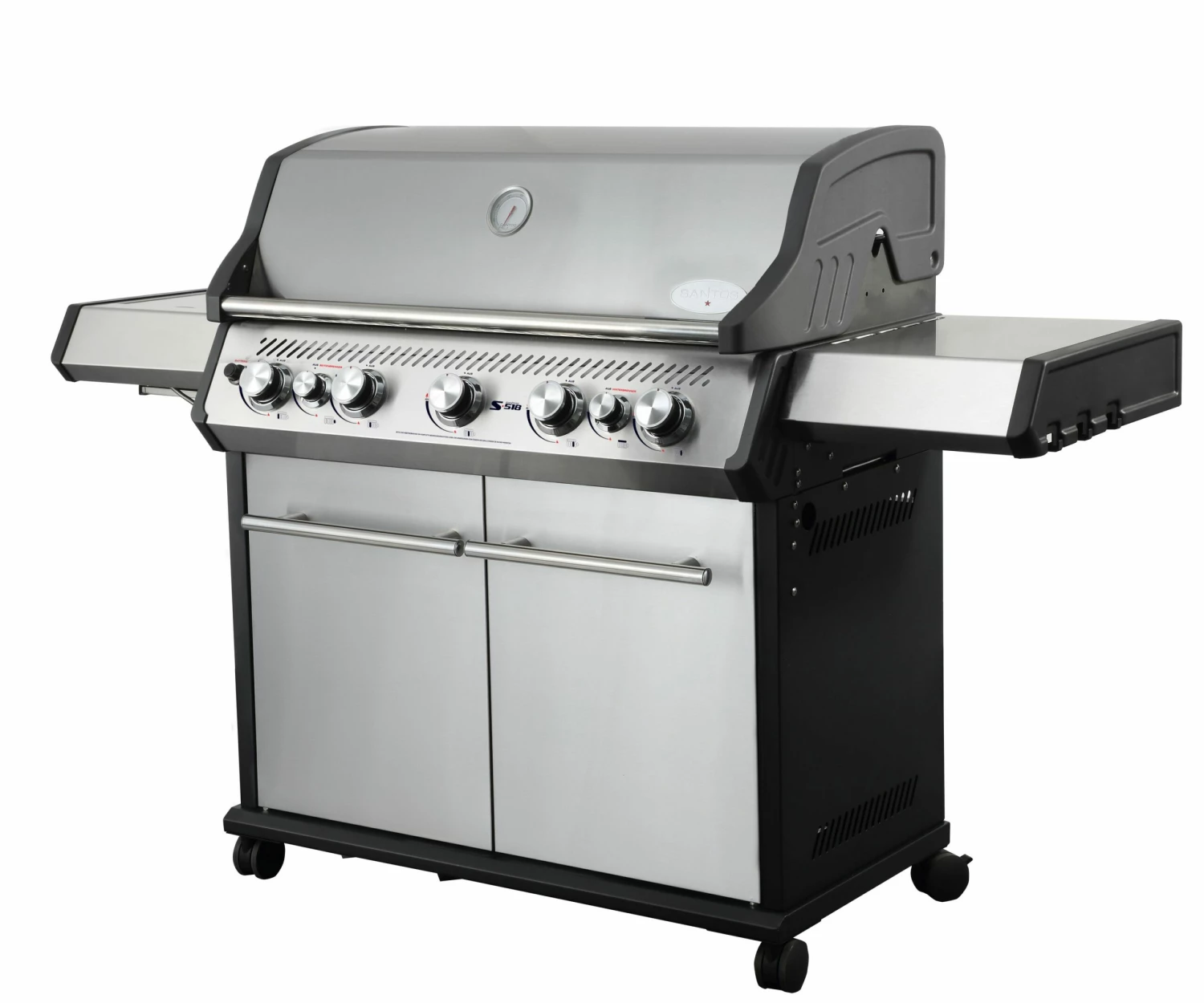 SANTOS S-518 Mit Seiten- & Heckbrenner, Edelstahl Inkl. Drehspieß, Rostheber & Silikonablage & Graviertes ZWILLING Pro Messer 3 SANTOS S-518 Mit Seiten- & Heckbrenner, Edelstahl Inkl. Drehspieß, Rostheber & Silikonablage & Graviertes ZWILLING Pro Messer – Bild 3