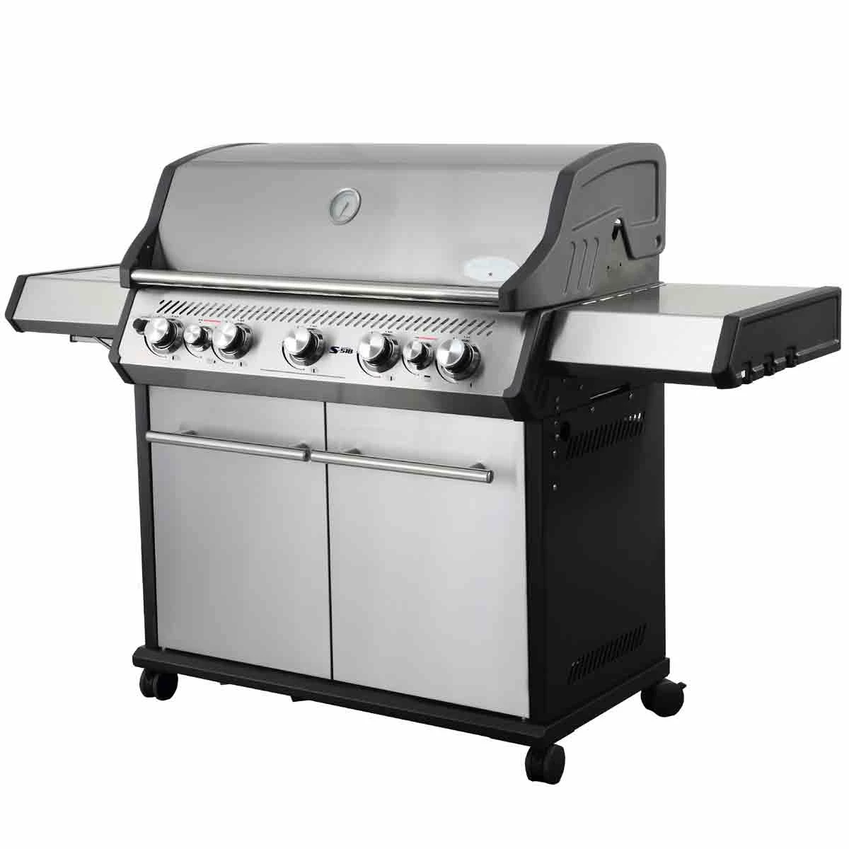 SANTOS S-518 Mit Seiten- & Heckbrenner, Edelstahl Inkl. Drehspieß, Rostheber & Silikonablage & Graviertes ZWILLING Pro Messer 2 SANTOS S-518 Mit Seiten- & Heckbrenner, Edelstahl Inkl. Drehspieß, Rostheber & Silikonablage & Graviertes ZWILLING Pro Messer – Bild 2