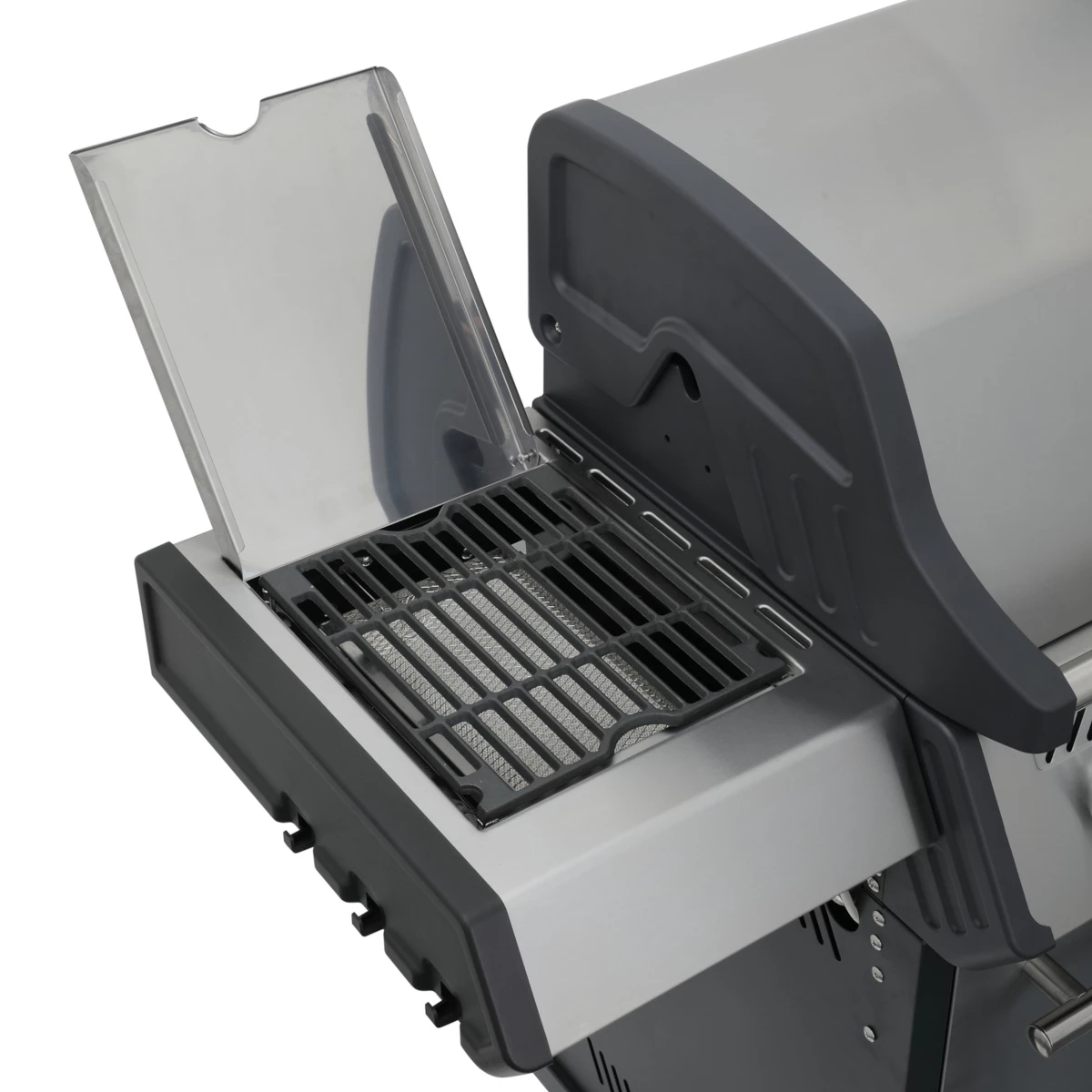 SANTOS Gasgrill S-318 | Seiten- & Heckbrenner, Edelstahl Inkl. Drehspieß, Rostheber & Silikonablage 1 SANTOS Gasgrill S-318 | Seiten- & Heckbrenner, Edelstahl Inkl. Drehspieß, Rostheber & Silikonablage